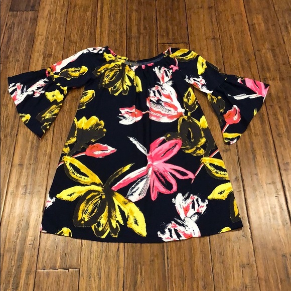 Navy Floral Off Shoulder Tunic Dress - Picture 3 of 6